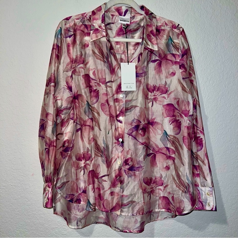 NWT Bailey 44 Sheer Floral Pattern Blouse